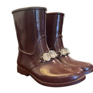 Michael Kors Leslie Plum Rainboot with Bling Accents Purple Women's Size 7
